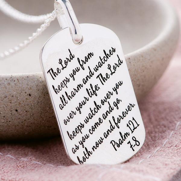 Sterling Silver Dog Tag Necklace | The Lord Keeps You From All