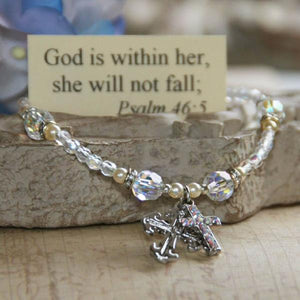Swarovski Crystal Scripture Verse Bracelet | God is Within Her, She Will Not Fall | Psalm 46:5