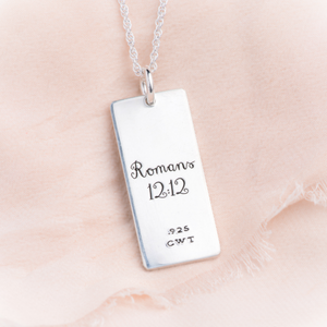 Sterling Silver Romans 12:12 Pendant Necklace | Be Joyful in Hope