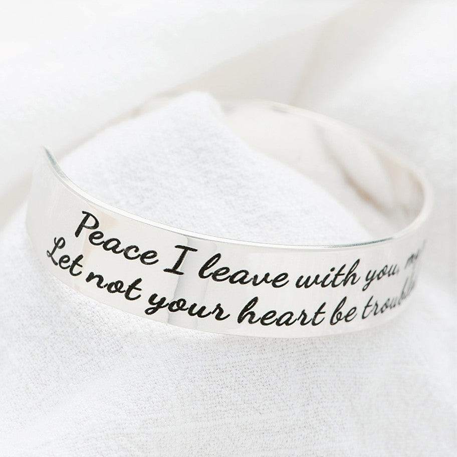 Let Not Your Heart Be Troubled Engraved Cuff Bracelet | Sterling Silver or 14k Gold