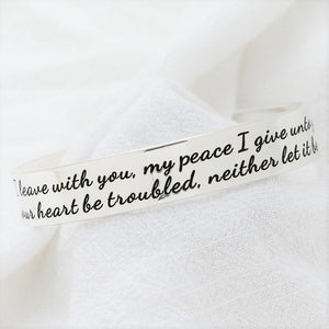 Let Not Your Heart Be Troubled Engraved Cuff Bracelet | Sterling Silver or 14k Gold