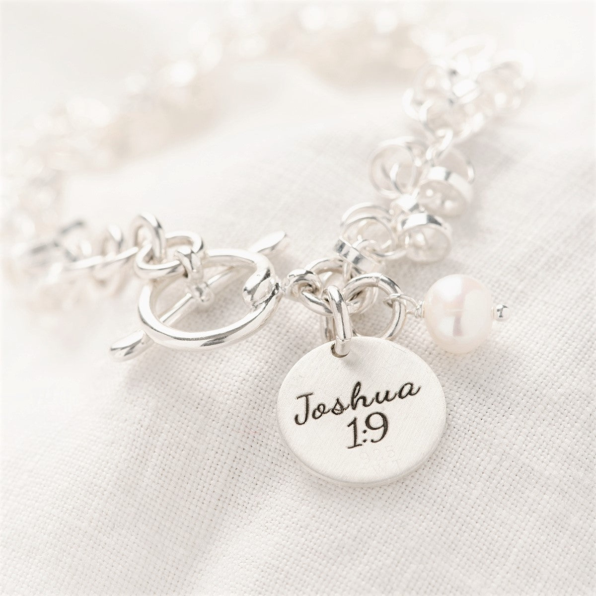 925 Solid Silver Toggle Heart Charm Bracelet Personalized 