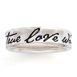 Sterling Silver Ladies True Love Waits Ring - Concave Fancy Script - Clothed with Truth