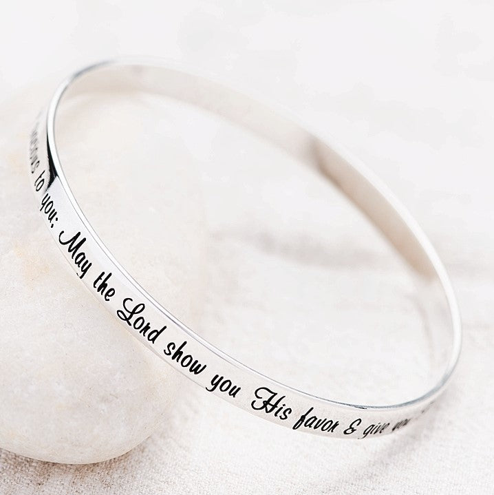 May The Lord Bless You and Keep You Engraved Cuff Bracelet | Numbers 6:24 | Sterling Silver or 14K Gold 14K Gold (6 Length Only) / 6 (Average)