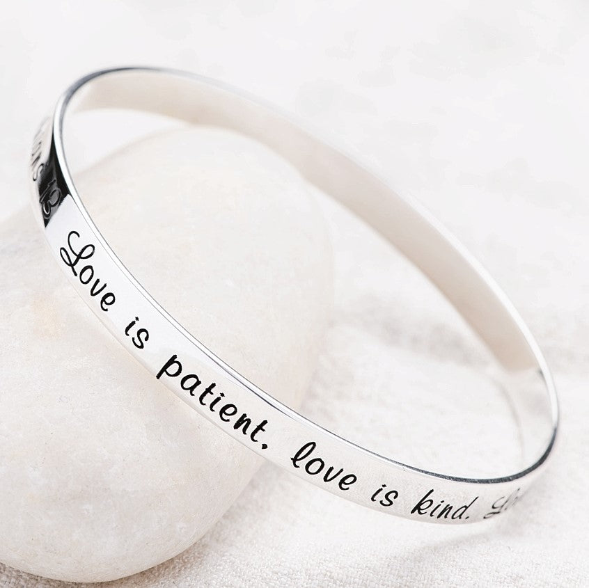 1 Corinthians 13 Sterling Silver Bangle Bracelet | Love is Patient
