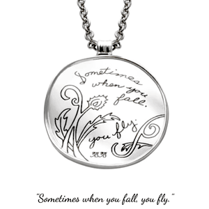 Sometimes When You Fall, You Fly Sterling Silver Necklace | BB Becker