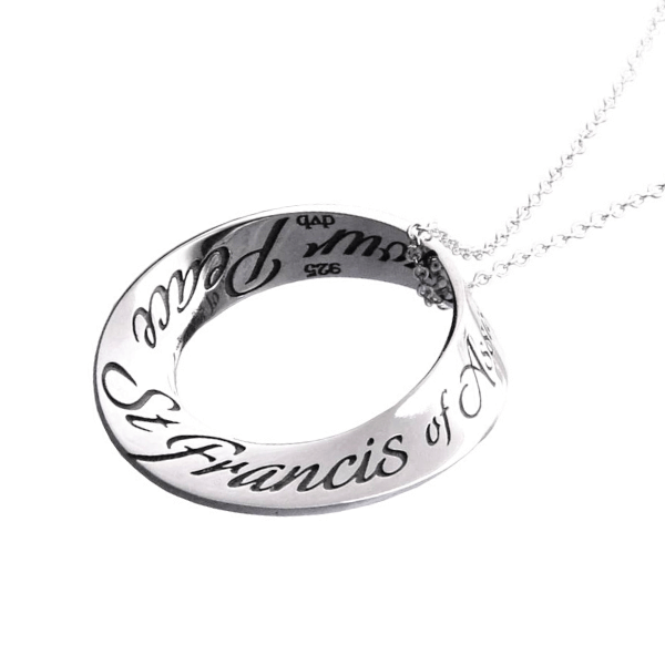 Make Me an Instrument of Thy Peace Sterling Silver Mobius Necklace