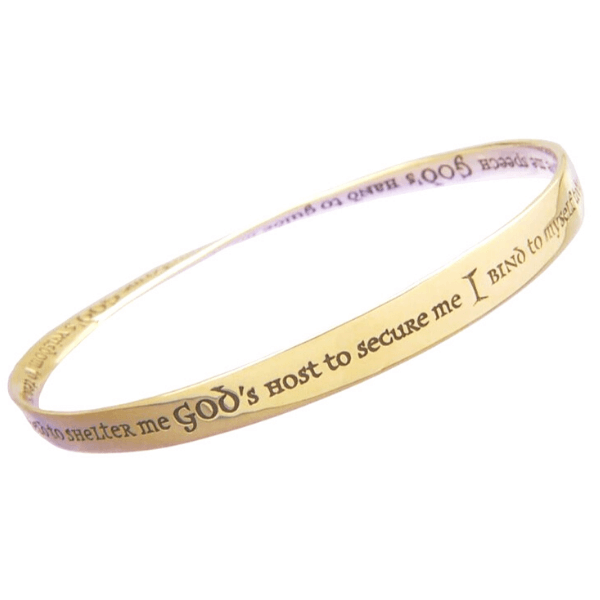 14k Gold St. Patrick's Prayer Mobius Bangle Bracelet