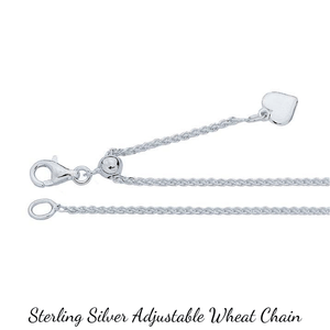 Sterling Silver Necklace Chain Upgrade Options | 20" Adjustable Wheat