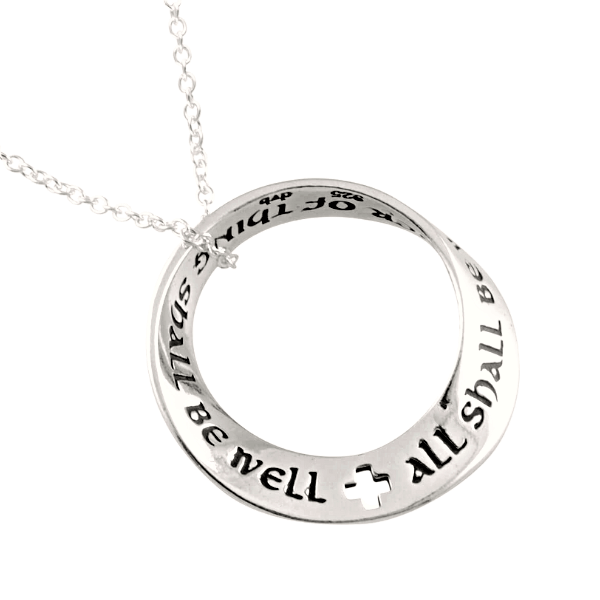 All Shall Be Well Sterling Silver Mobius Twist Necklace | Julian of Norwich Quote