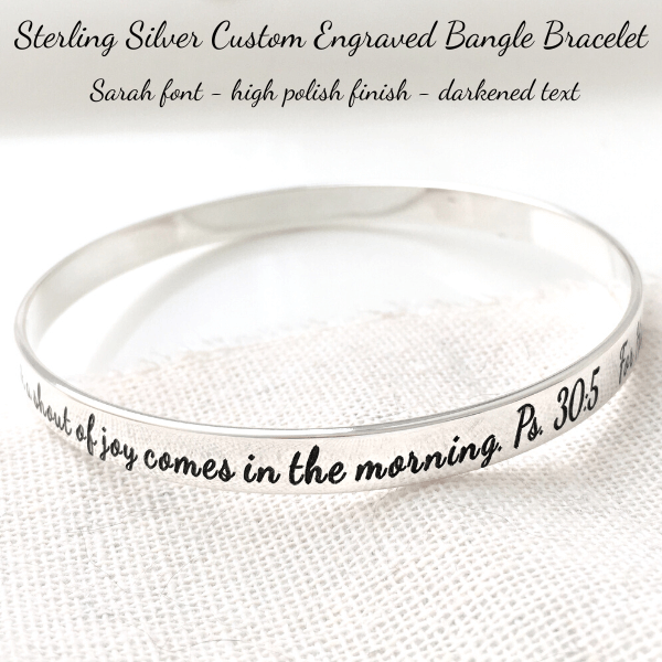 Sterling Silver Custom Engraved Personalized Bangle Bracelet