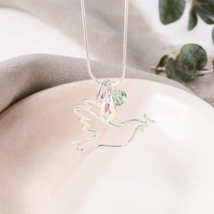 Sterling Silver Dove of Peace Pendant Necklace | Swarovski Crystal Charms