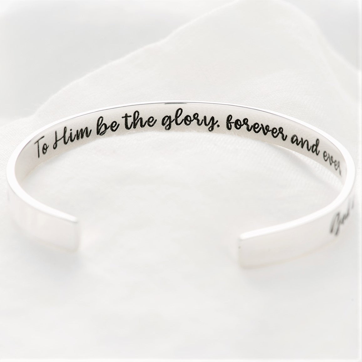 Ephesians 3:20 Engraved Scripture Verse Cuff Bracelet | Sterling Silver or 14k Gold