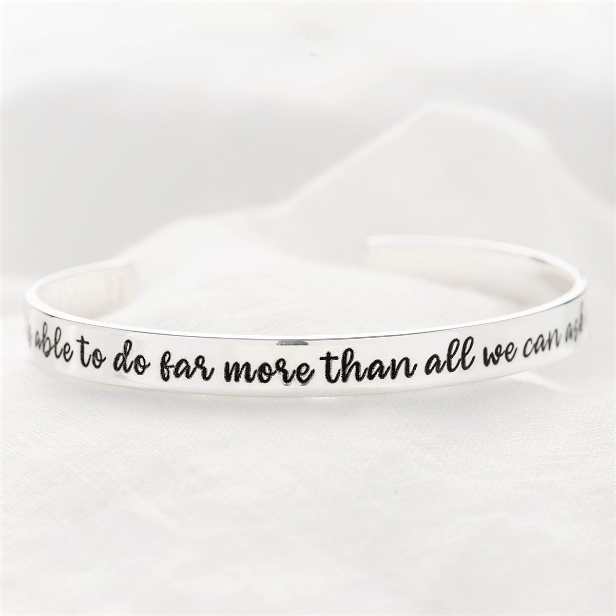 Ephesians 3:20 Engraved Scripture Verse Cuff Bracelet | Sterling Silver or 14k Gold
