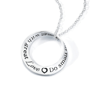 Do Small Things With Great Love Sterling Silver Mobius Necklace | Mother Teresa Quote