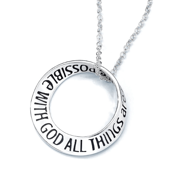 All Things are Possible with God Sterling Silver Mobius Necklace | Mark 10:27
