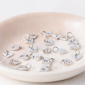 Sterling Silver Initial Charms | Petite Heart Shape Alphabet Letter Charm
