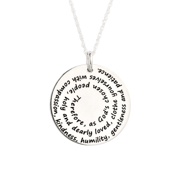 Sterling Silver Spiral Pendant Necklace | Clothe Yourselves with Compassion | Colossians 3:12