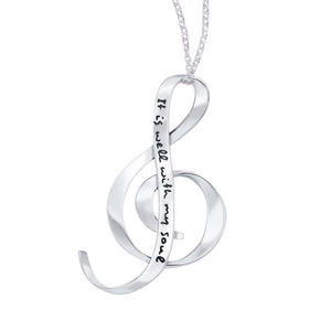 It Is Well With My Soul Sterling Silver G Clef Necklace