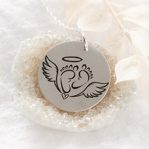 Sterling Silver Angel Baby Miscarriage Pendant Necklace | Free Personalization