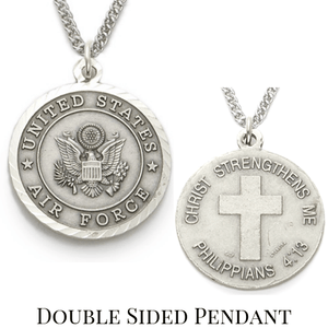 Sterling Silver Philippians 4:13 Air Force Medallion | US Military Seal Necklace