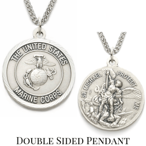 Sterling Silver St. Michael Marines Medallion | US Military Seal Necklace