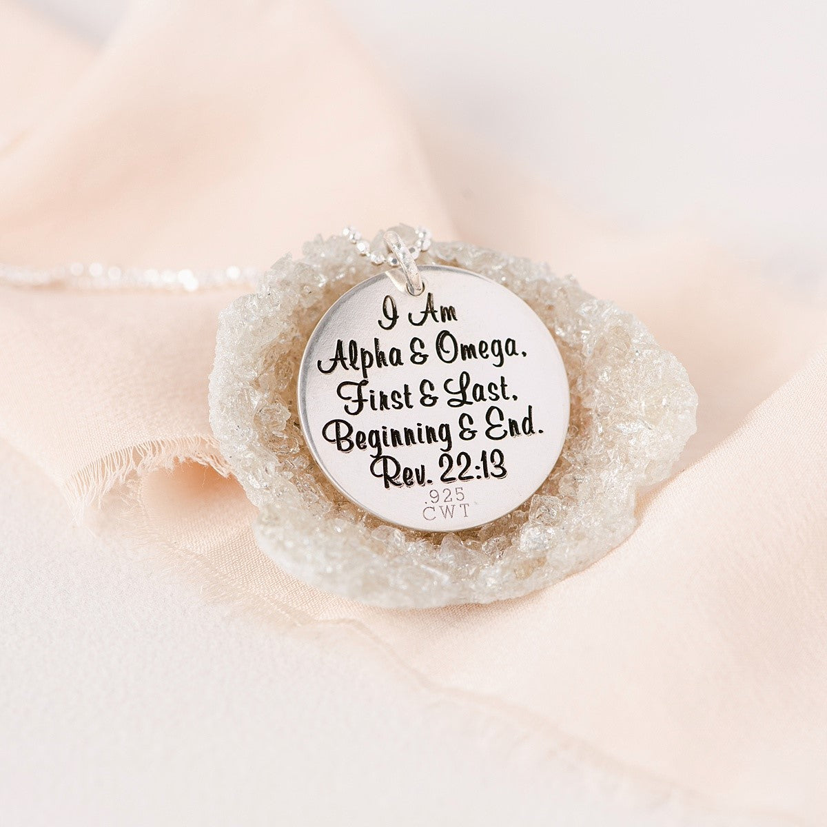 Sterling Silver Alpha Omega Chi Rho Pendant Necklace