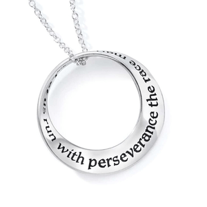 Hebrews 12:1 Sterling Silver Mobius Twist Necklace | Run with Perseverance