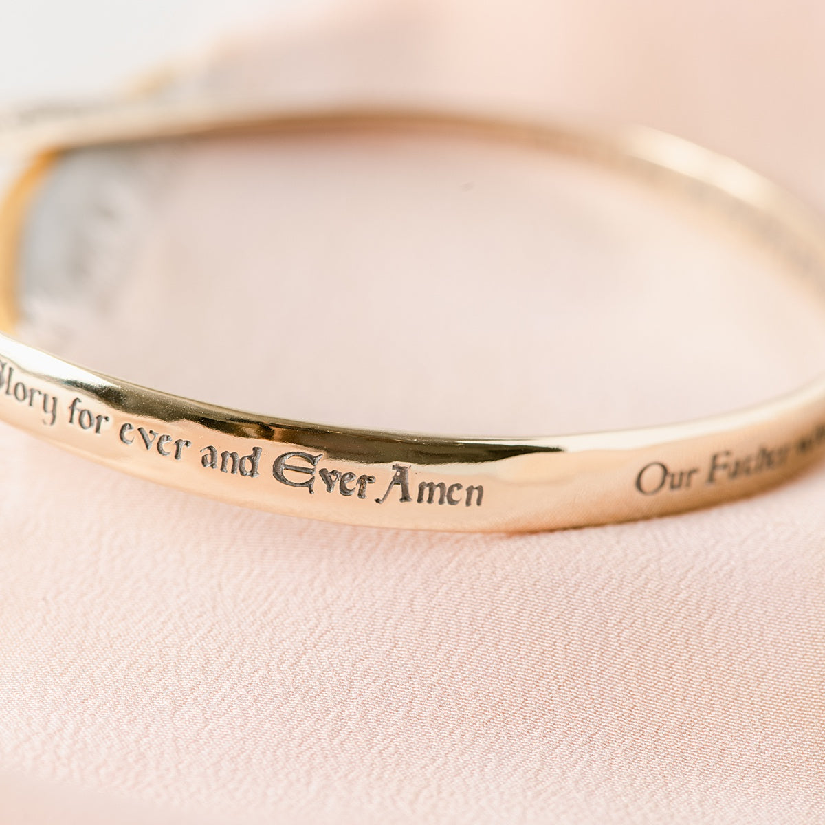 14k Gold Lord's Prayer Mobius Bangle Bracelet | NIV or KJV Translation