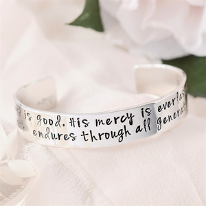 The Lord is Good Scripture Verse Cuff Bracelet | Sterling Silver or 14k Gold