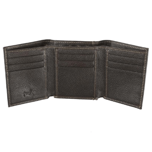 Genuine Leather Men's Rugged Tri-Fold Wallet | Calvary Crosses ...