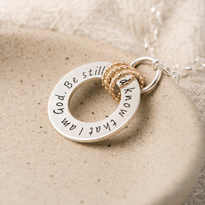 Sterling Silver Scripture Verse Washer Necklace
