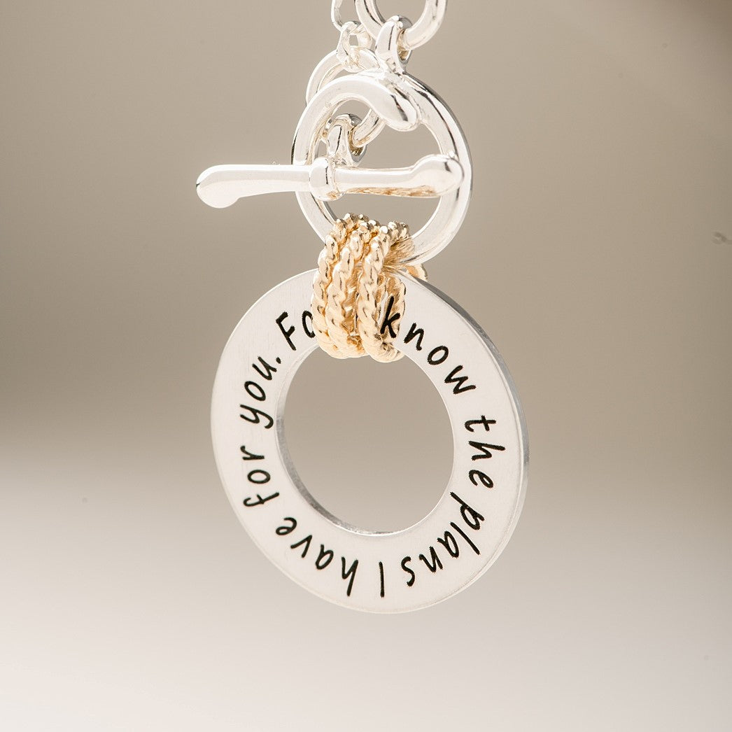Sterling Silver Scripture Verse Toggle Washer Necklace