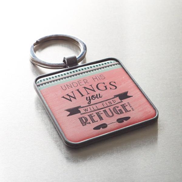 Under His Wings You Will Find Refuge Keyring | Psalm 91:4