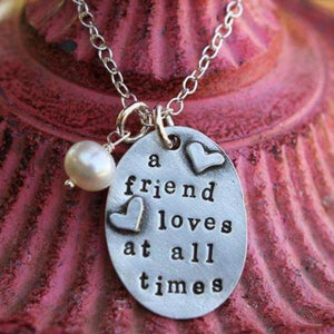 The Vintage Pearl Scripture Verse Necklace | A Friend Loves at All Times