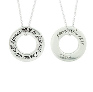 Fine Pewter Scripture Verse Necklace | A Friend Loves at All Times