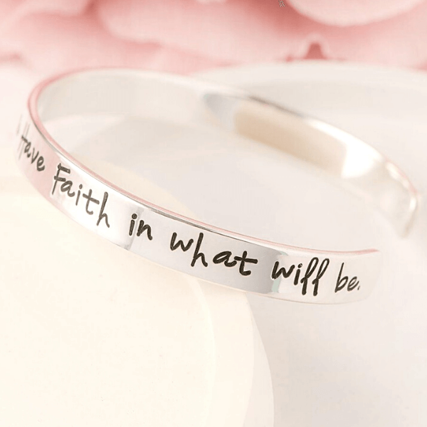 Sterling Silver Engraved Cuff Bracelet | Accept What Is, Let Go of What Was, Have Faith in What Will Be