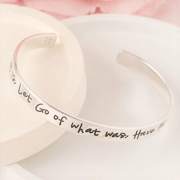 Sterling Silver Engraved Cuff Bracelet | Accept What Is, Let Go of What Was, Have Faith in What Will Be