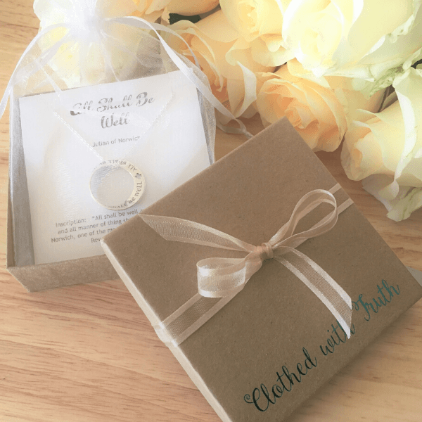 All Shall Be Well Sterling Silver Mobius Twist Necklace | Julian of Norwich Quote