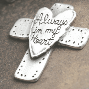 Always in My Heart Memorial Cross Pocket Token | He Restores My Soul | Psalm 23:1-6