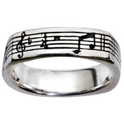 Sterling silver music hot sale note ring