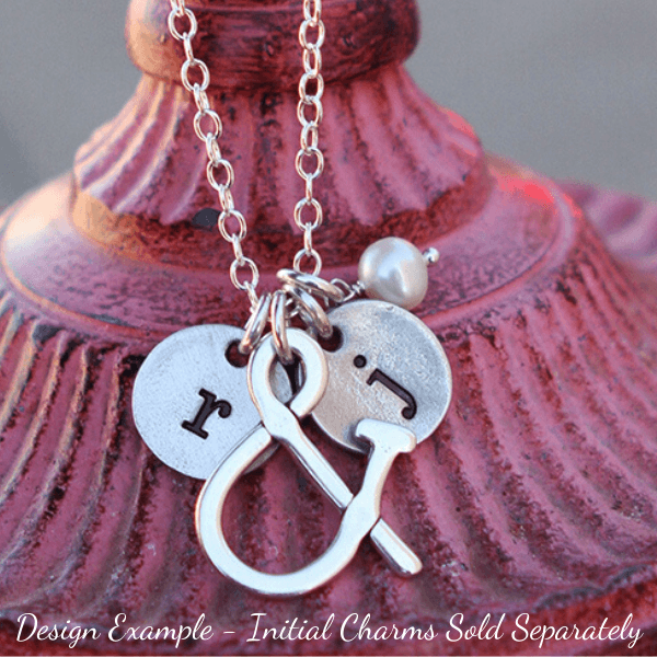 Ampersand & Freshwater Pearl Charm Necklace | Custom Initials Available a-la-carte