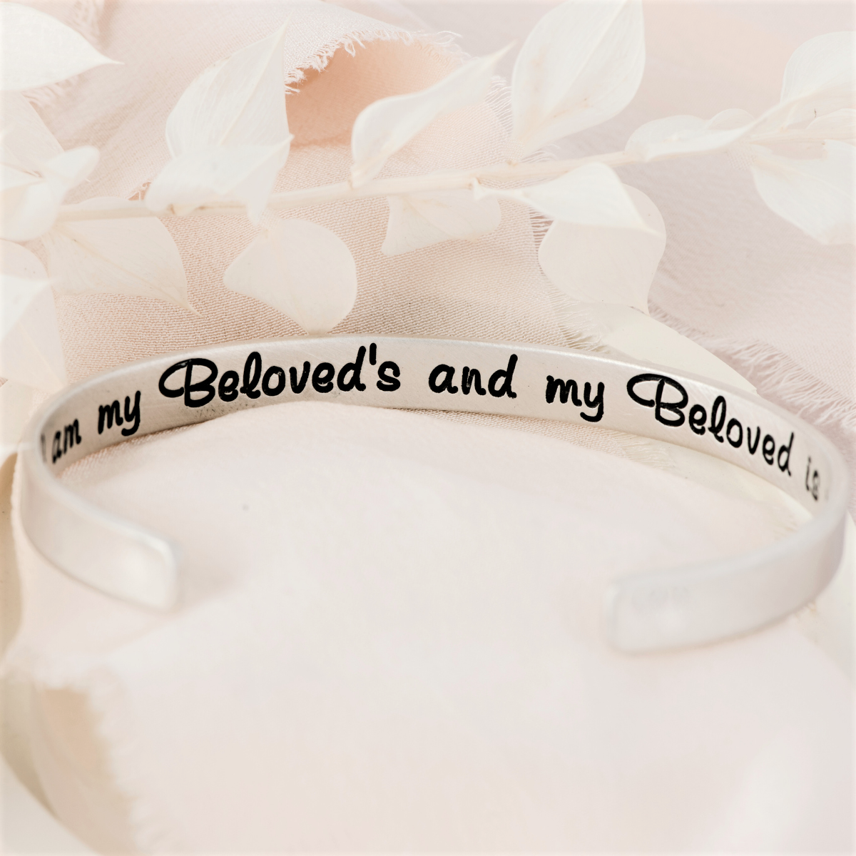 Beloved Engraved Cuff Bracelet | Song of Solomon 6:3 | Sterling Silver or 14k Gold