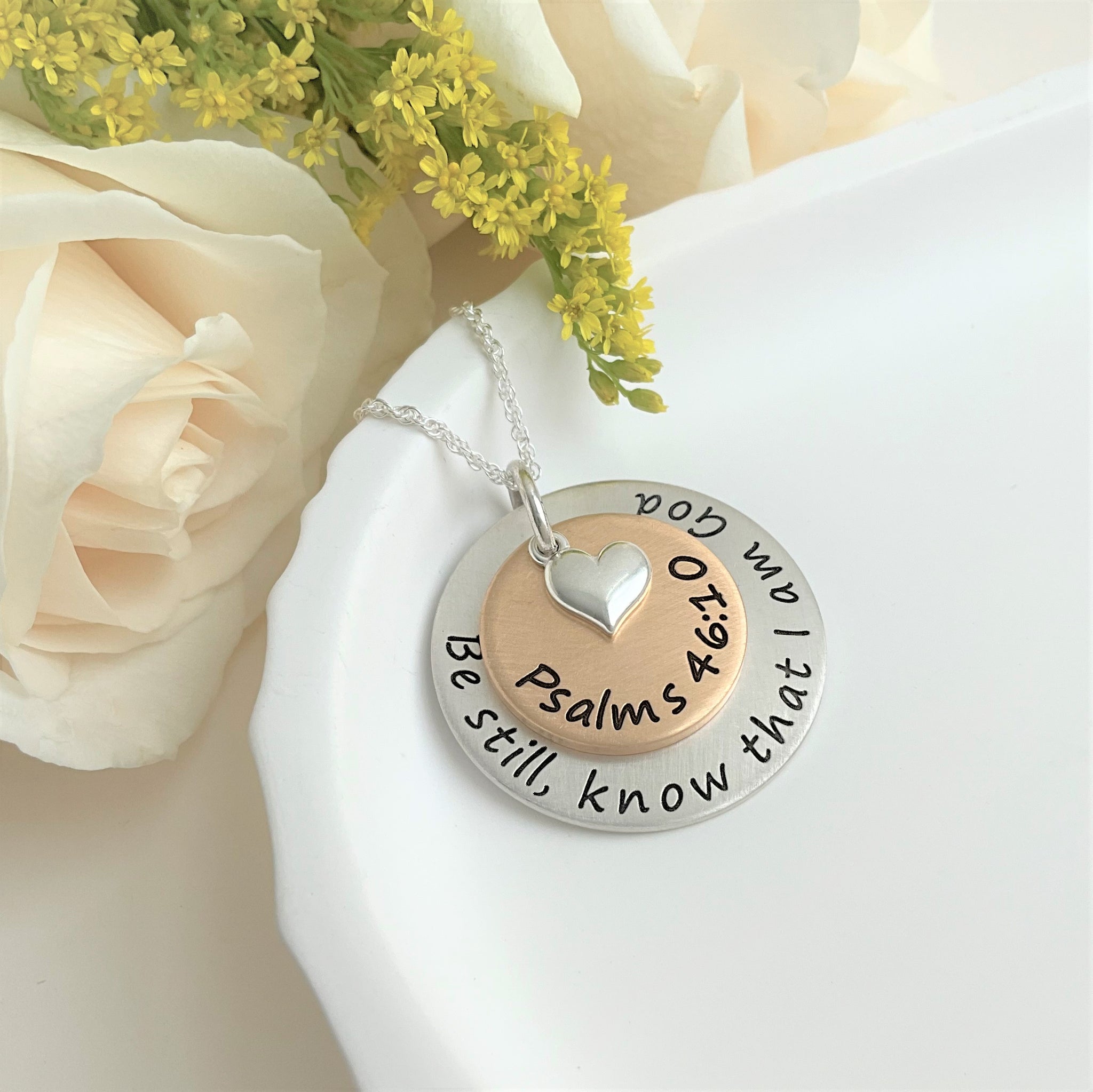 Amazing Grace Engraved Silver Disc Necklace