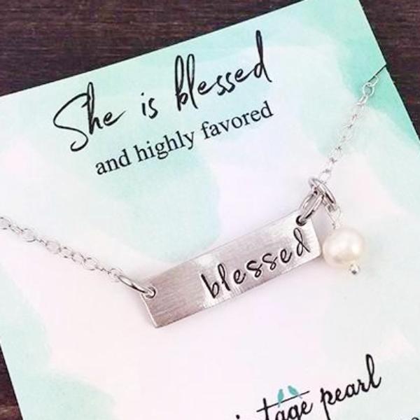 Fine Pewter Blessed Necklace | She is Blessed and Highly Favored