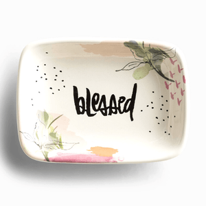 Jewelry Trinket Dish | Blessed | Glazed Ceramic