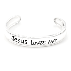 Jesus Loves Me | Sterling Silver Cuff Bracelet | Infant Size