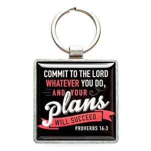 Commit to the Lord Scripture Keychain | Proverbs 16:3 | Colossians 3:23