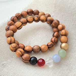 Salvation Story Bracelet | Holy Land Olive Wood & Natural Gemstones