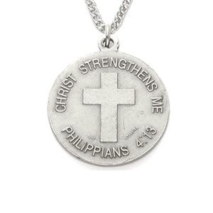 Sterling Silver Philippians 4:13 Navy Medallion | US Military Seal Necklace